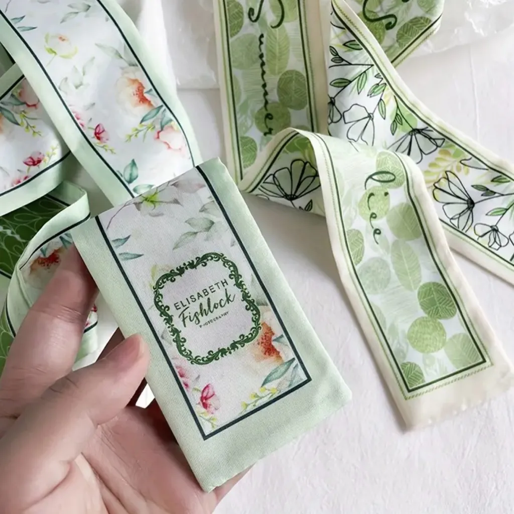 Set of 4 Satin Style Green Selection Elegant Floral Polyester‎ Twillies - Image 2