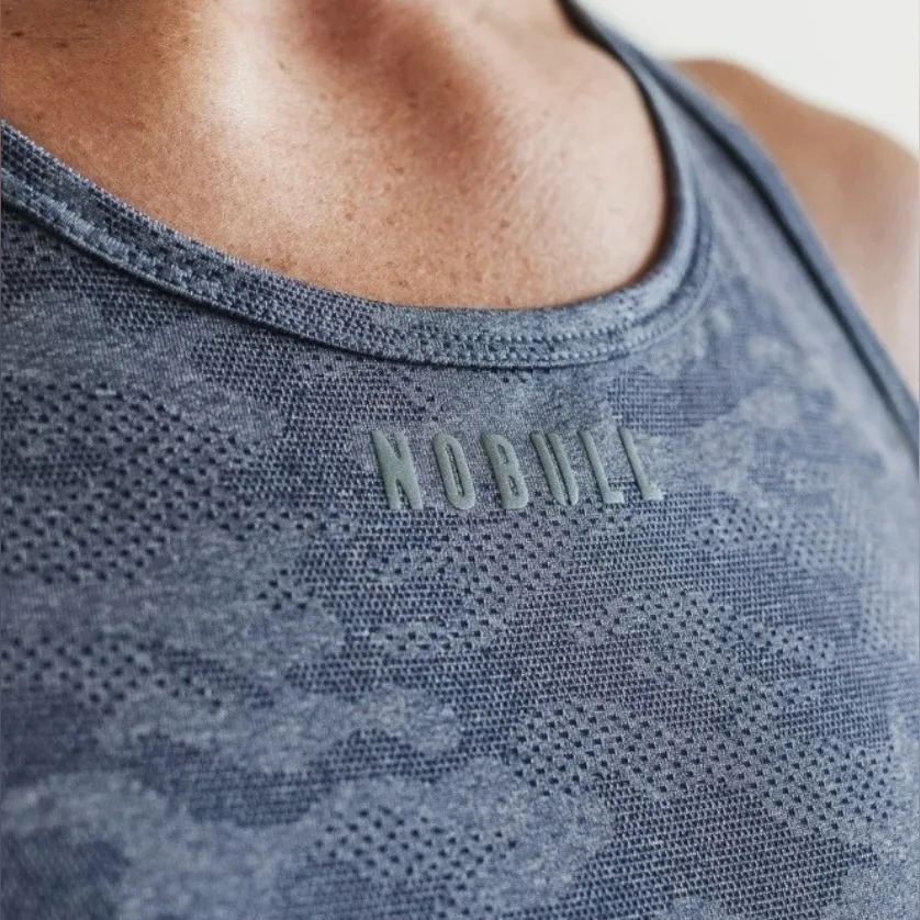 NWT NOBULL Women's Running Textured Tank - Small - Navy Blue Camo - Image 5