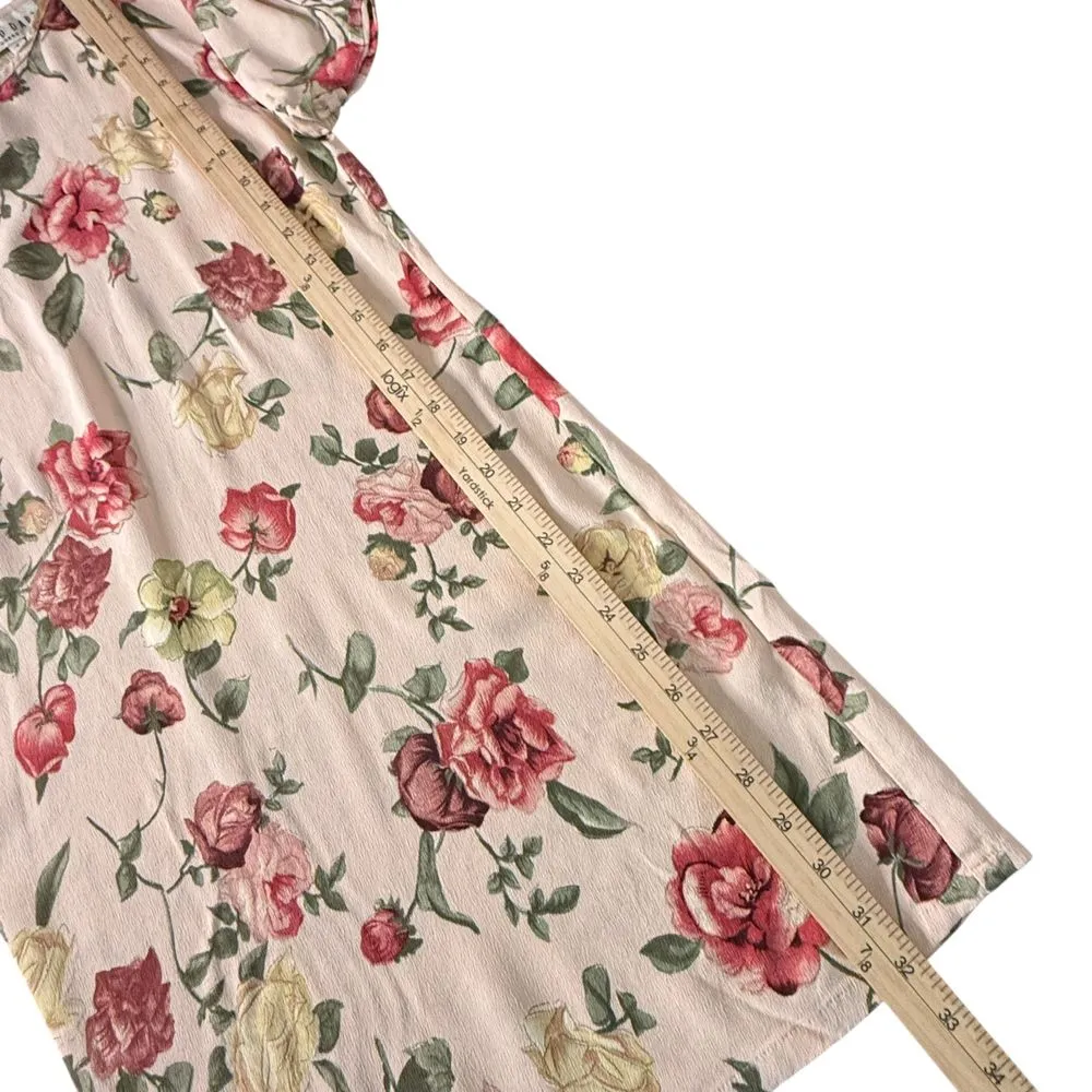 Vintage Floral Short Dress Size S Feminine Romantic David Dart Short Sleeve BOHO Pink - Image 10