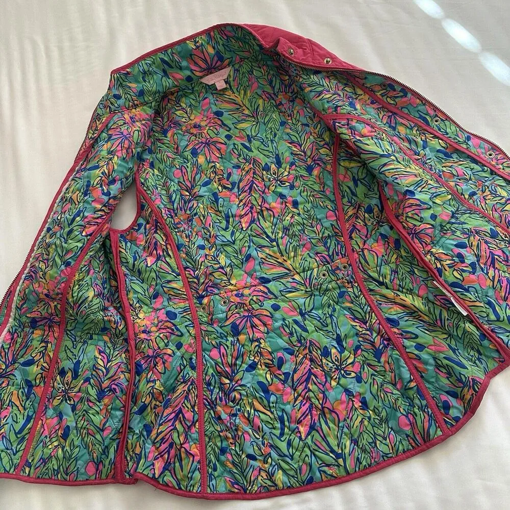Lilly Pulitzer Getaway Quilted Vest Hot Pink Sz S Small - Image 10