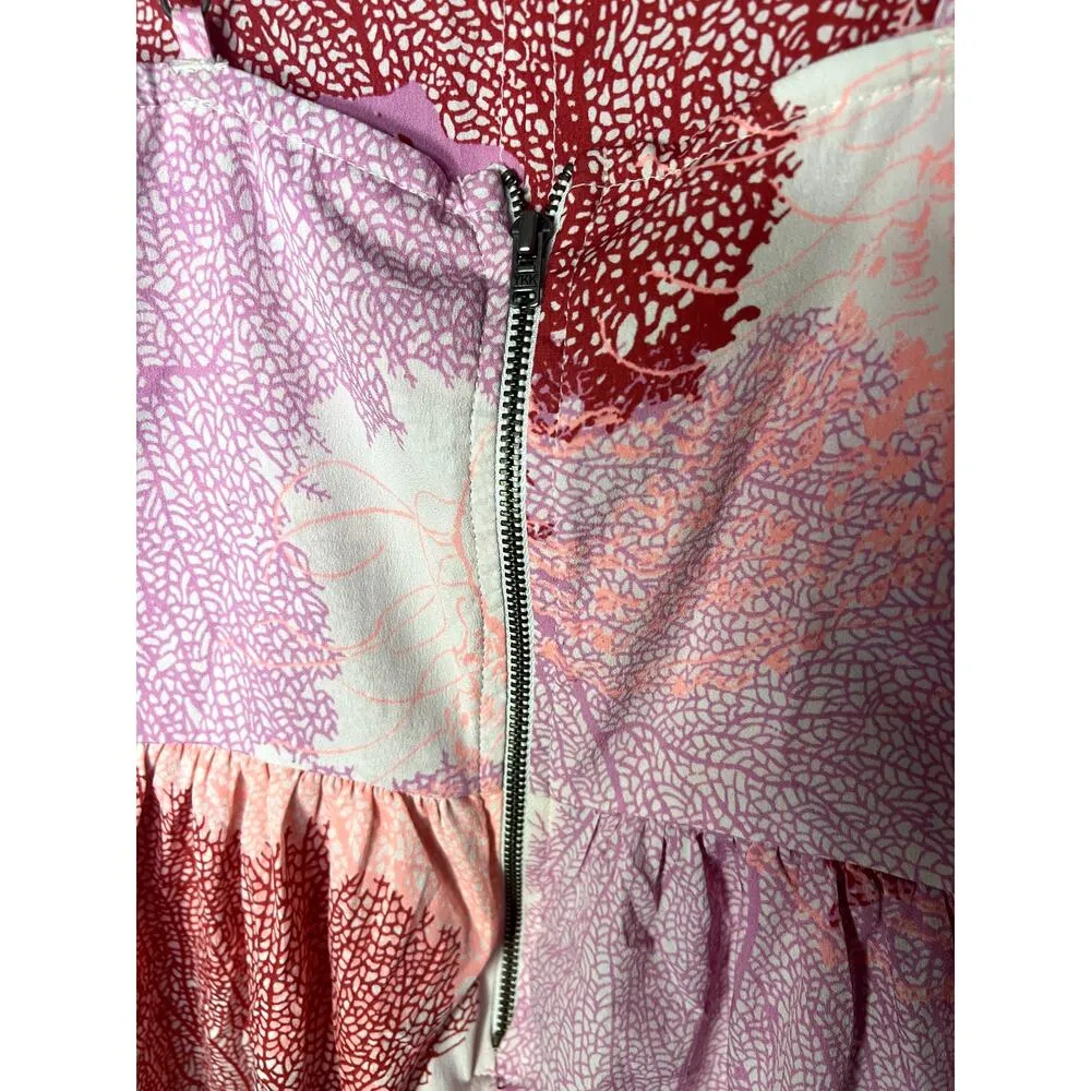 Roxy Short Dress Women's Size Small Bright Leaf Print Empire Waist Vacation - Image 5