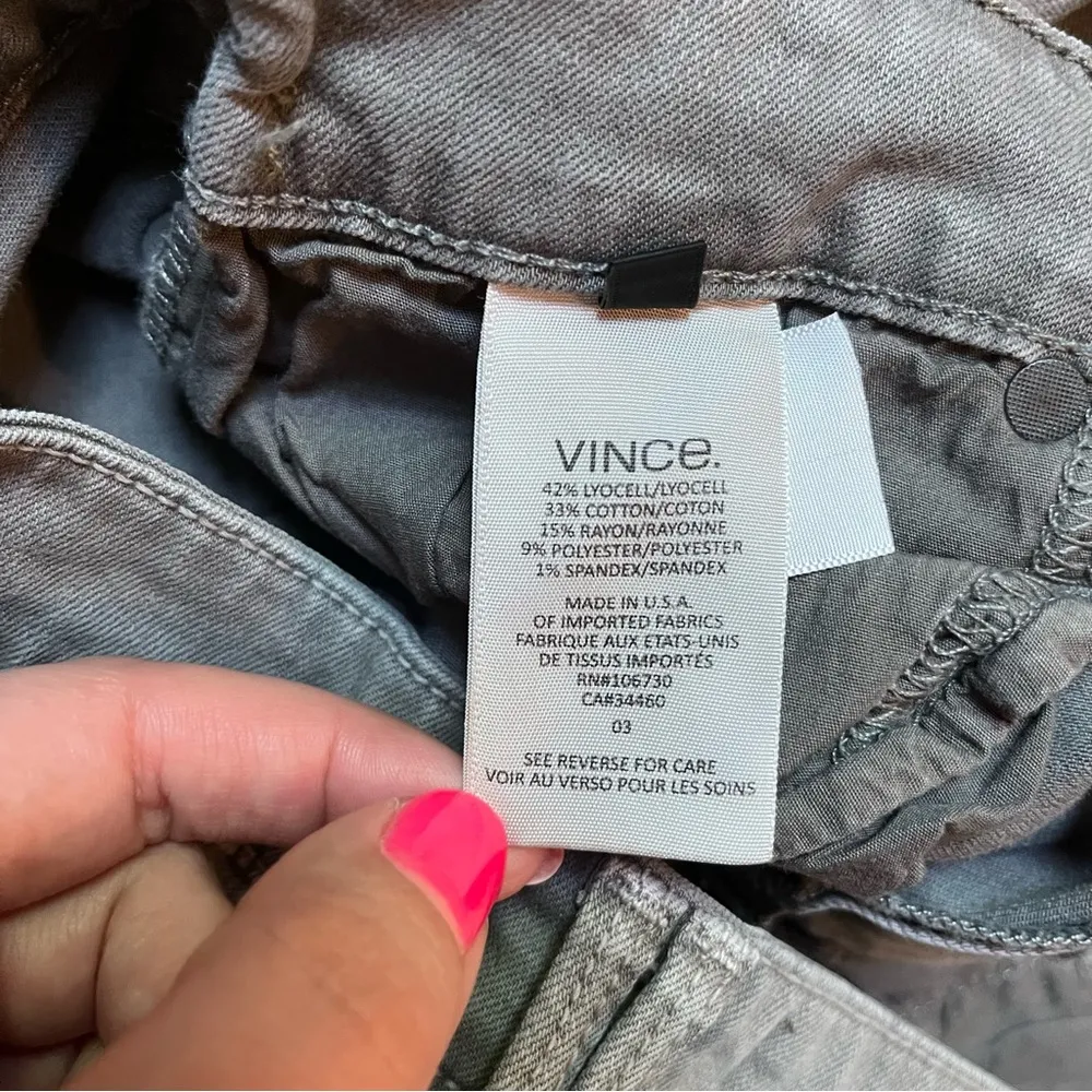 Vince Dylan waxed tuxedo stripe light gray skinny jeans size 27 - Image 8