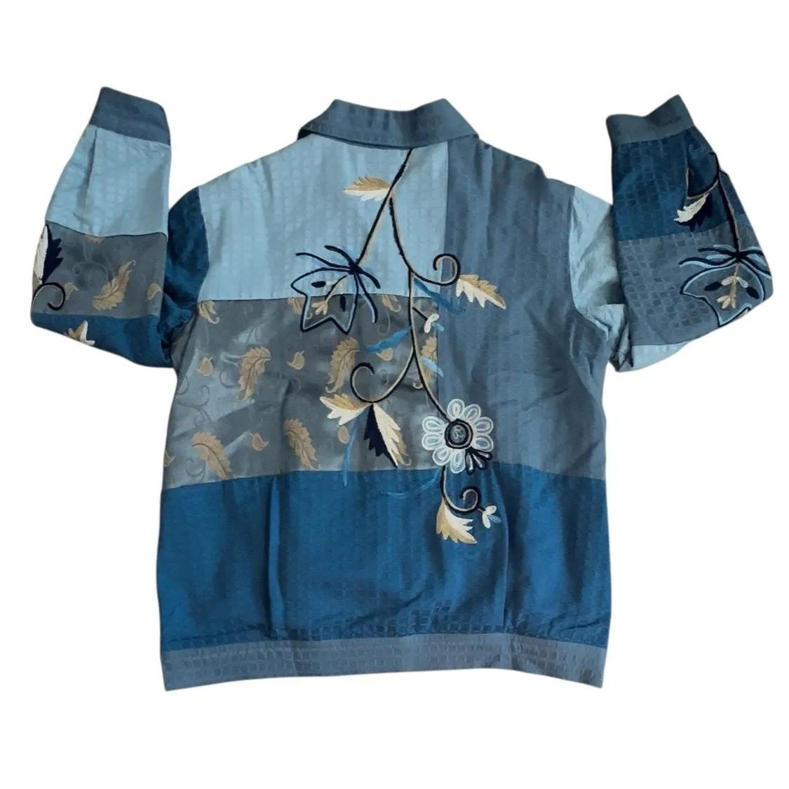 Indigo Moon Women's Patchwork Floral Embroidered Jacket Color Block Boho Size M - Image 3