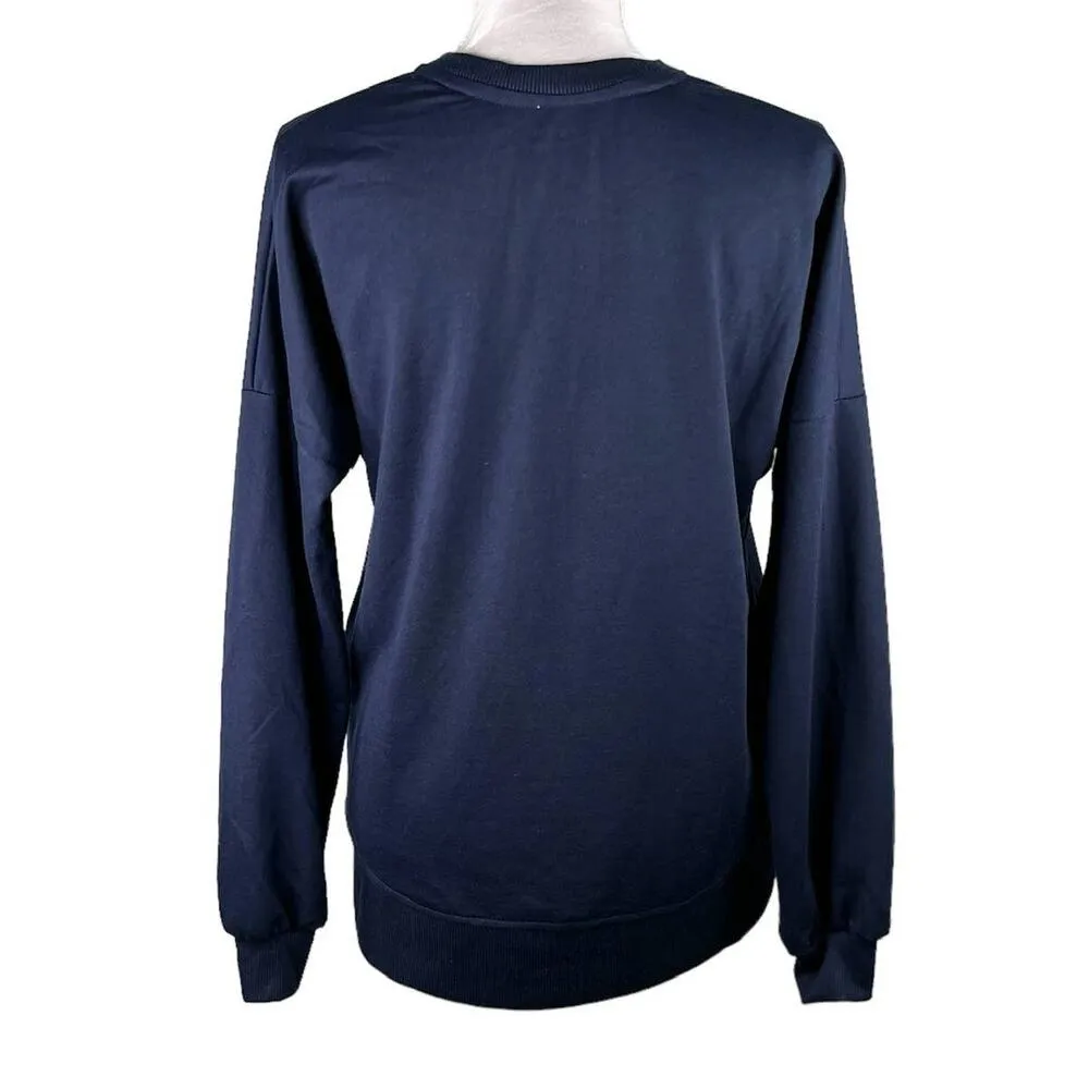 Simply Southern Weekend Sparkle Pullover Pockets Navy Pink Small New - Image 11