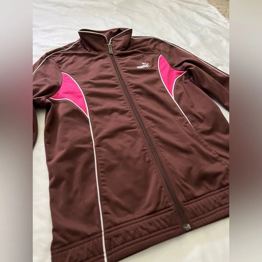 Vintage Y2K Women’s  Brown & Pink Puma Track Jacket - Size L - Image 4