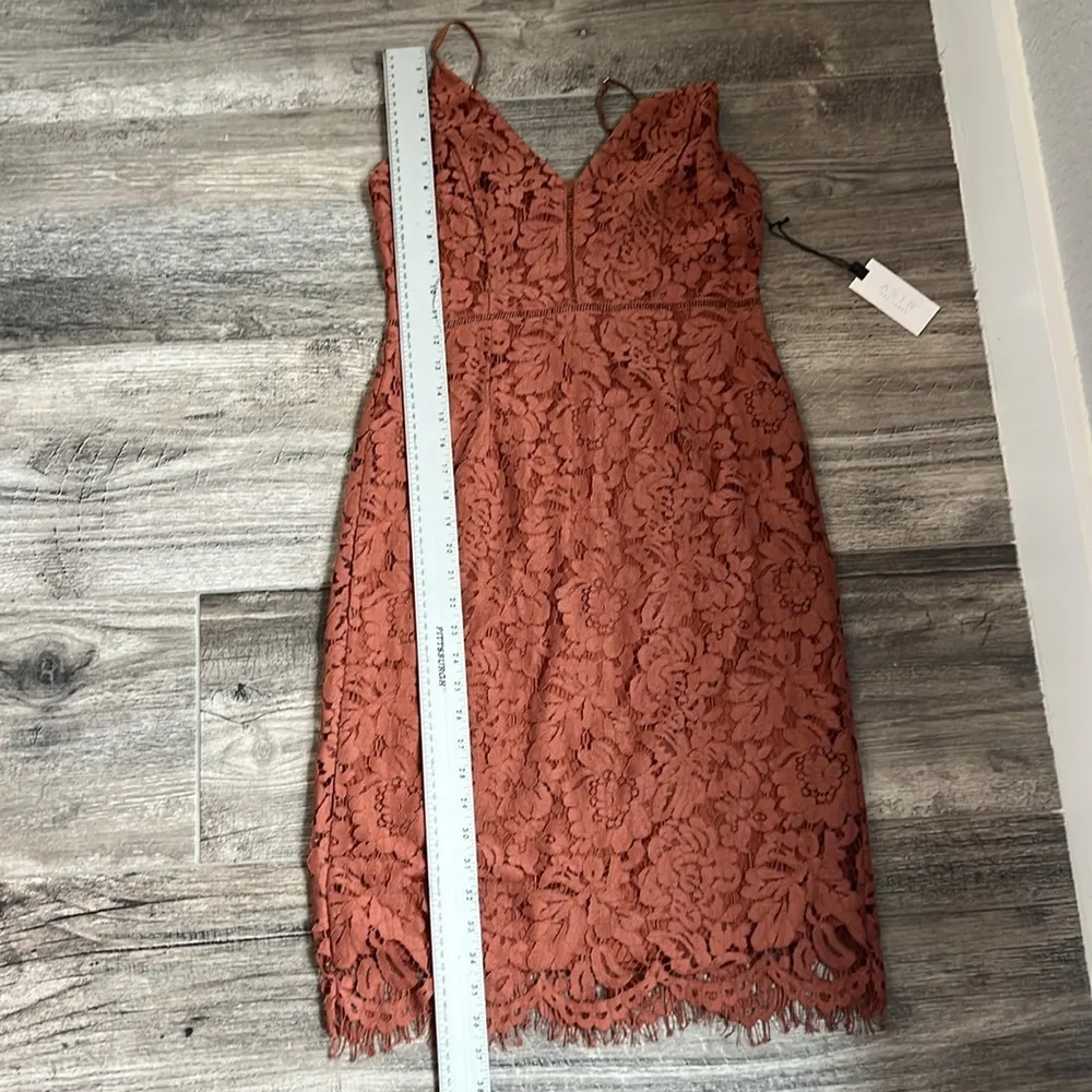 ASTR the Label BROWN Lattice Inset Lace V Neck Mini Dress NEW Sz MEDIUM NWT #139 - Image 3