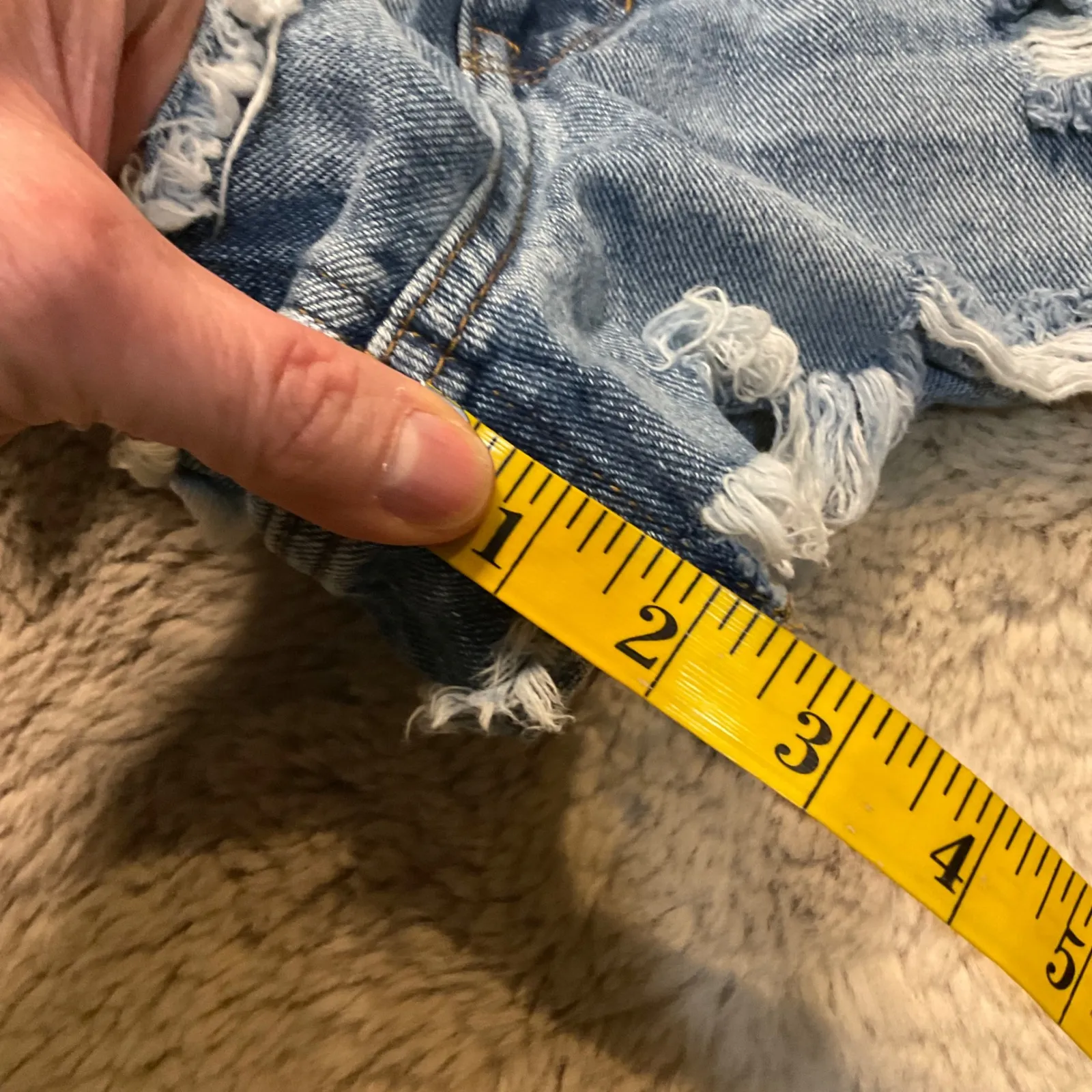 Pacsun Denim High Rise Festival Shorts Size 27 Light Wash Raw Hem Womens - Image 6