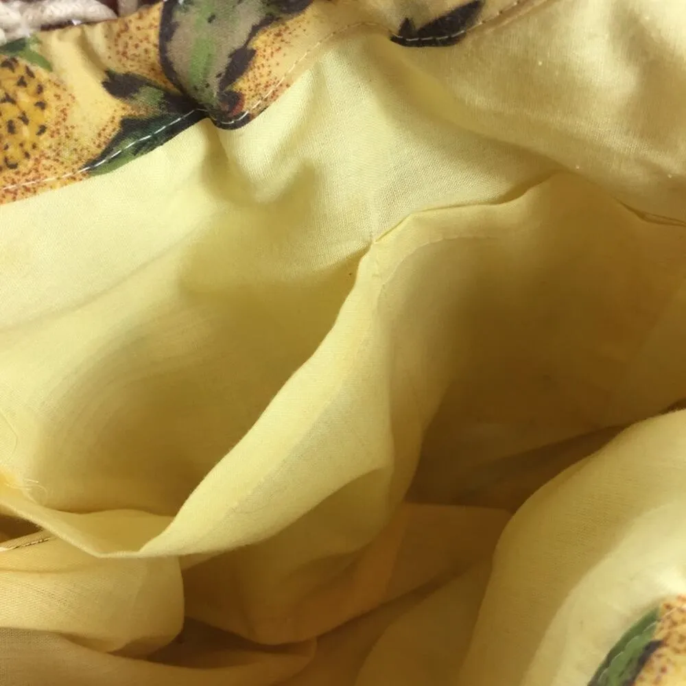 Vintage Macrame Pineapple Print Fringe Beaded Boho Handle Bag Yellow - Image 7