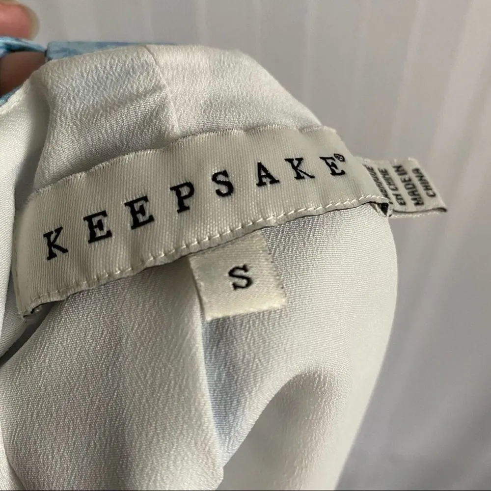 Keepsake Better Off Alone Romper Light Blue Small Sleeveless Open Back Pleated - Image 3