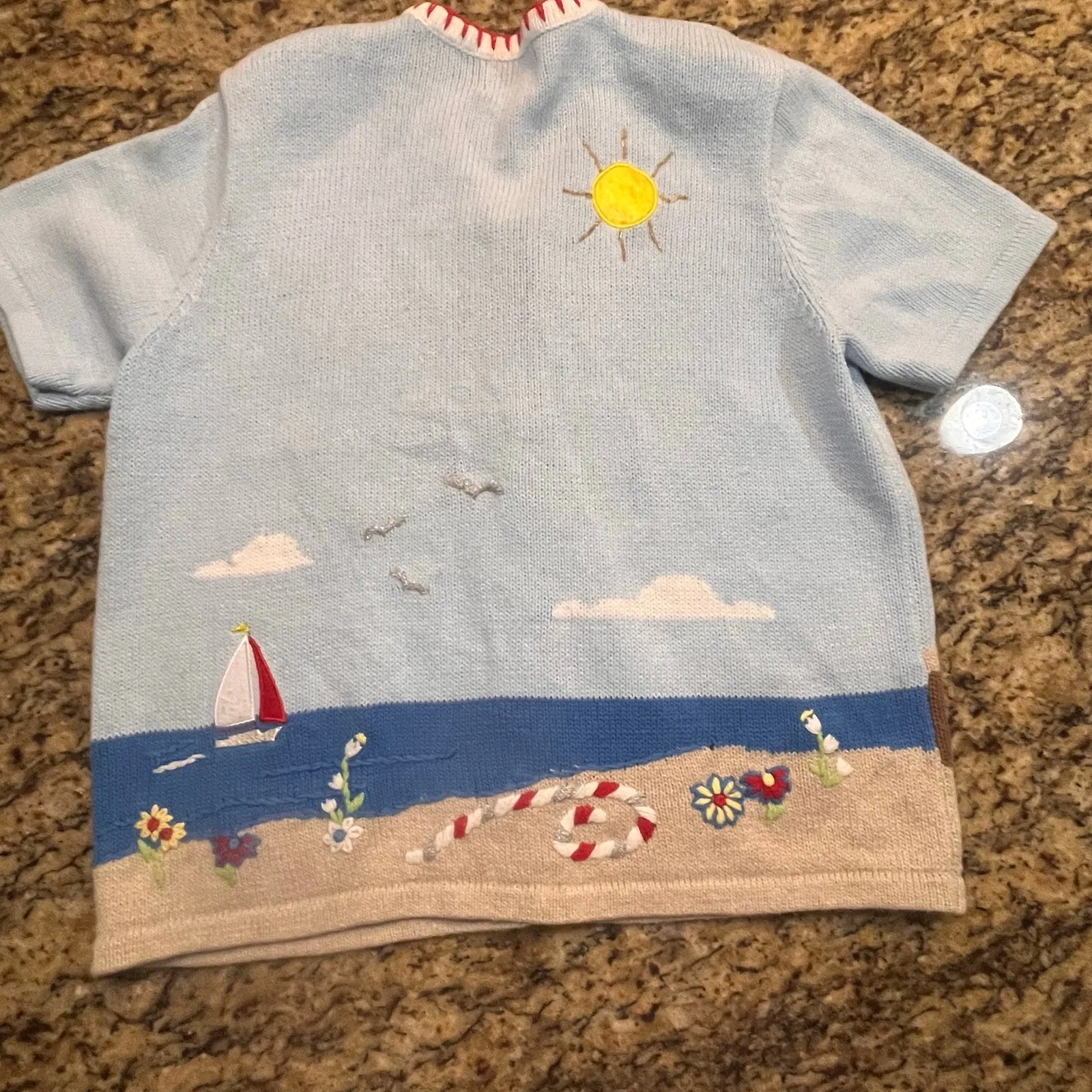 Breckenridge Womens Petite‎ Medium Sweater Button Up Knit Cardigan Beach Short - Image 4