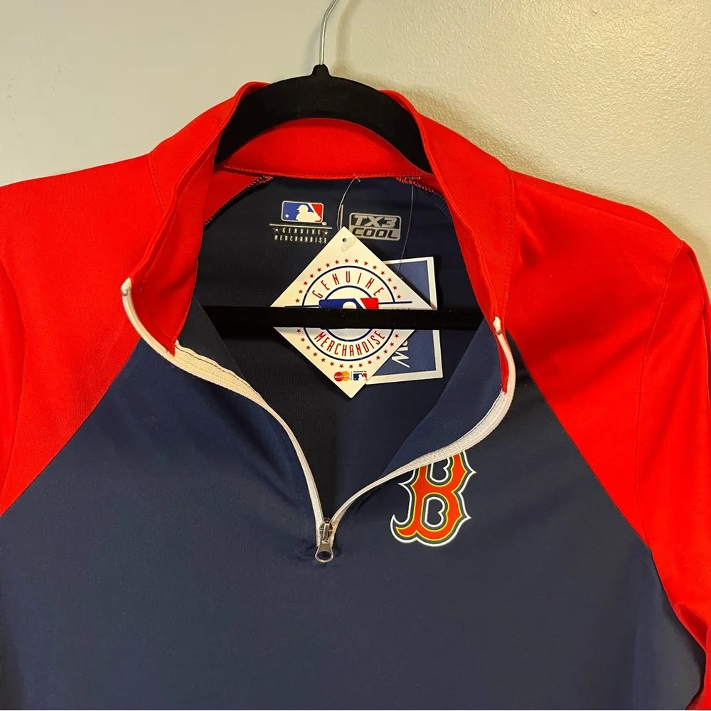 MLB Boston Red Sox Ladies 1/4 Zip Pullover Sz L NWT Navy Blue w/ Chest Logo Size L - Image 3