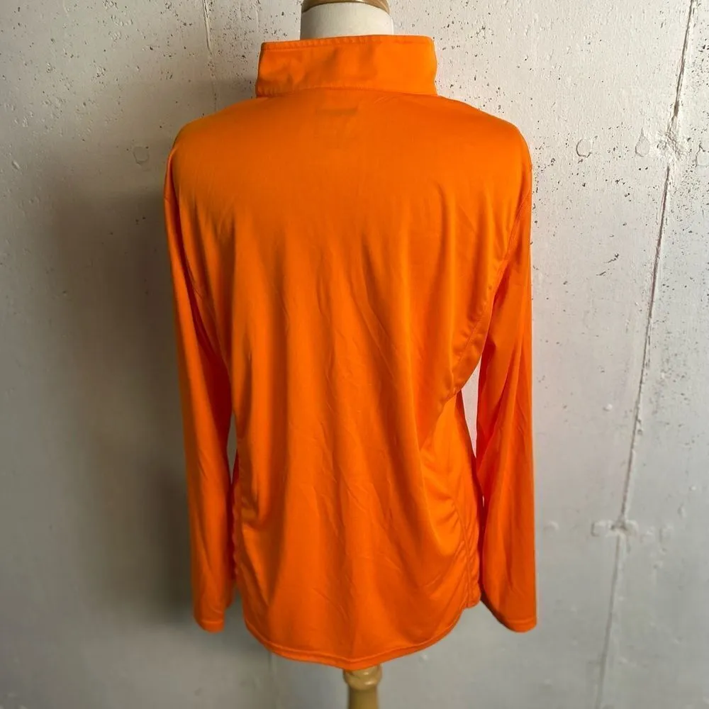 #317 NEON ORANGE Ladies 1/4 Zip Pullover Orange Size XL - Image 3