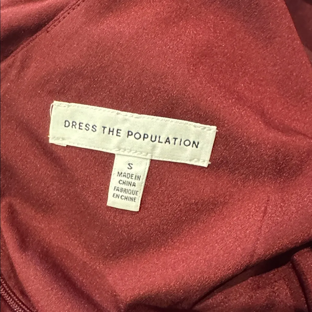NWOT DRESS THE POPULATION Jordan Ruched Side
Slit Dress burgundy sz S - Image 7