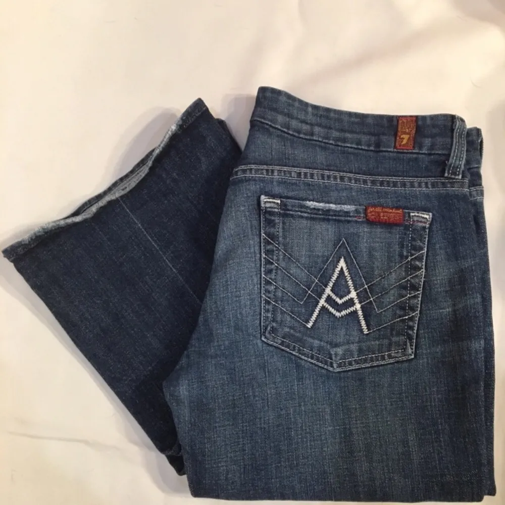 7FAMK Blue Bootcut Low Rise A Pocket Jeans 29 - Image 5