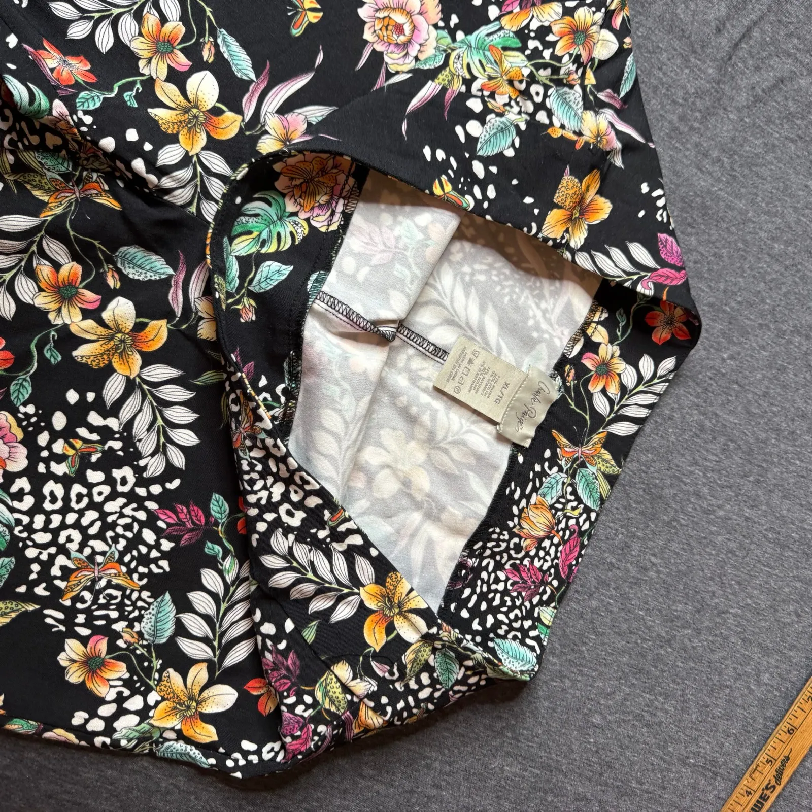 Charlie Paige Women's XL Floral Pants Black Tropical Resort Casual - Image 4