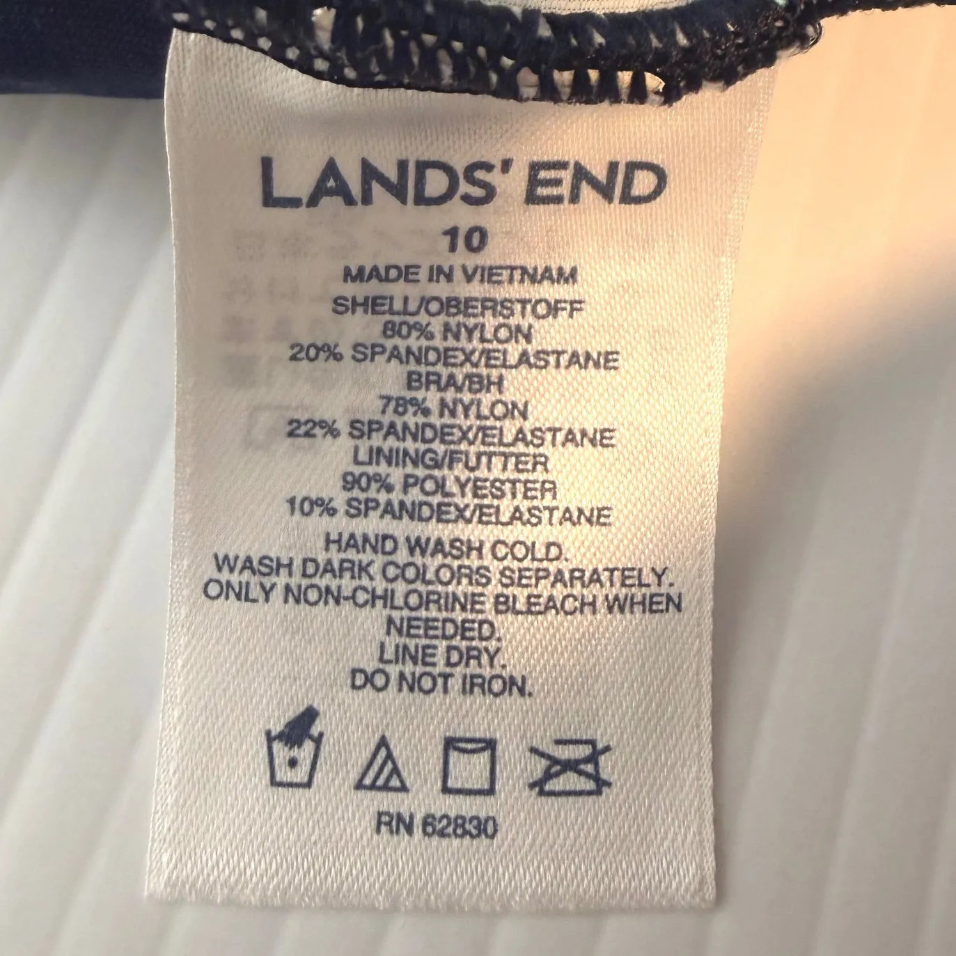 Lands End Tankini Swim Top Blue Teal Quatrefoil Ruched Gathered Size 10 - Image 4