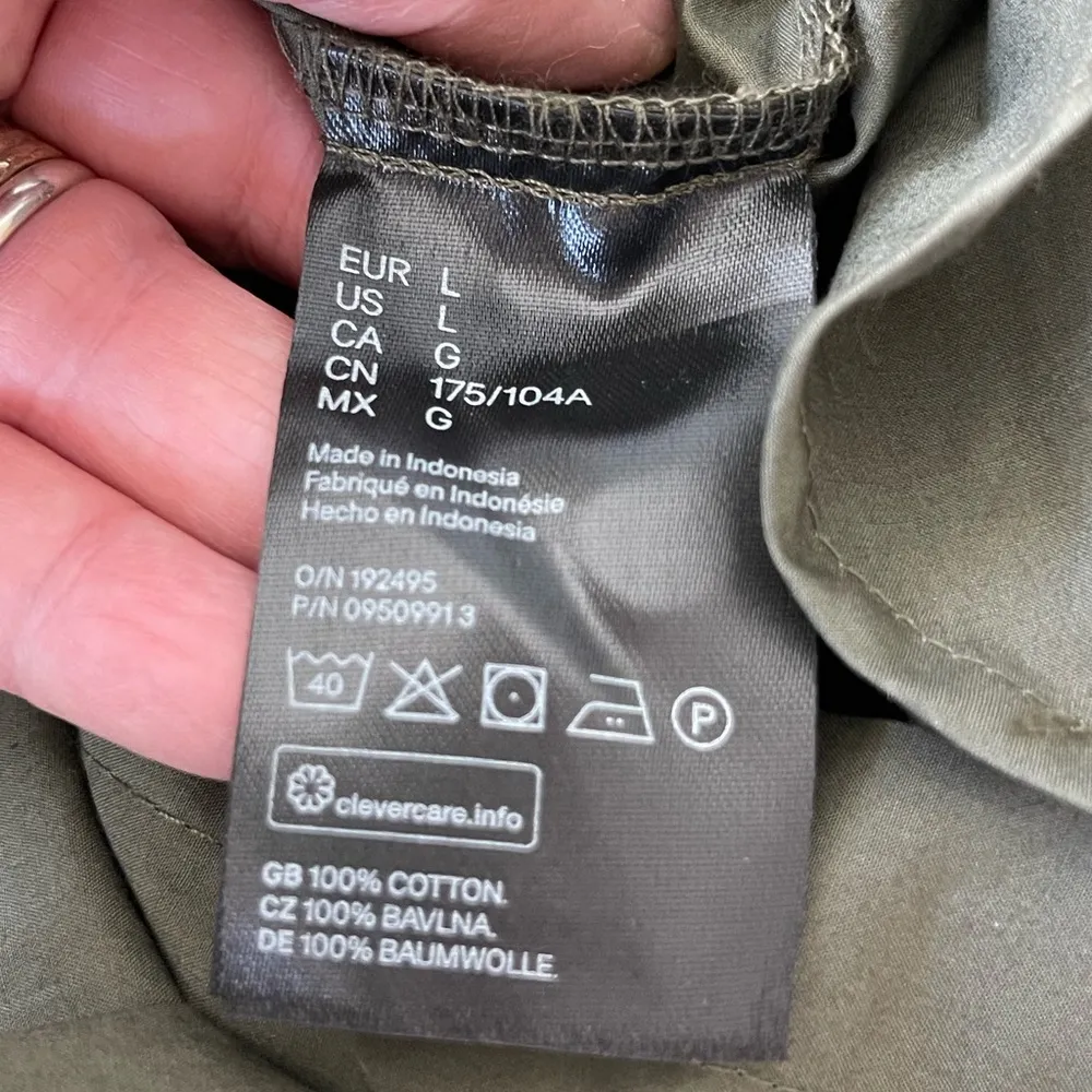 H&M Mama Maternity Long Sleeve Cinch Waist Button Front Shirt Dress Size Large - Image 4