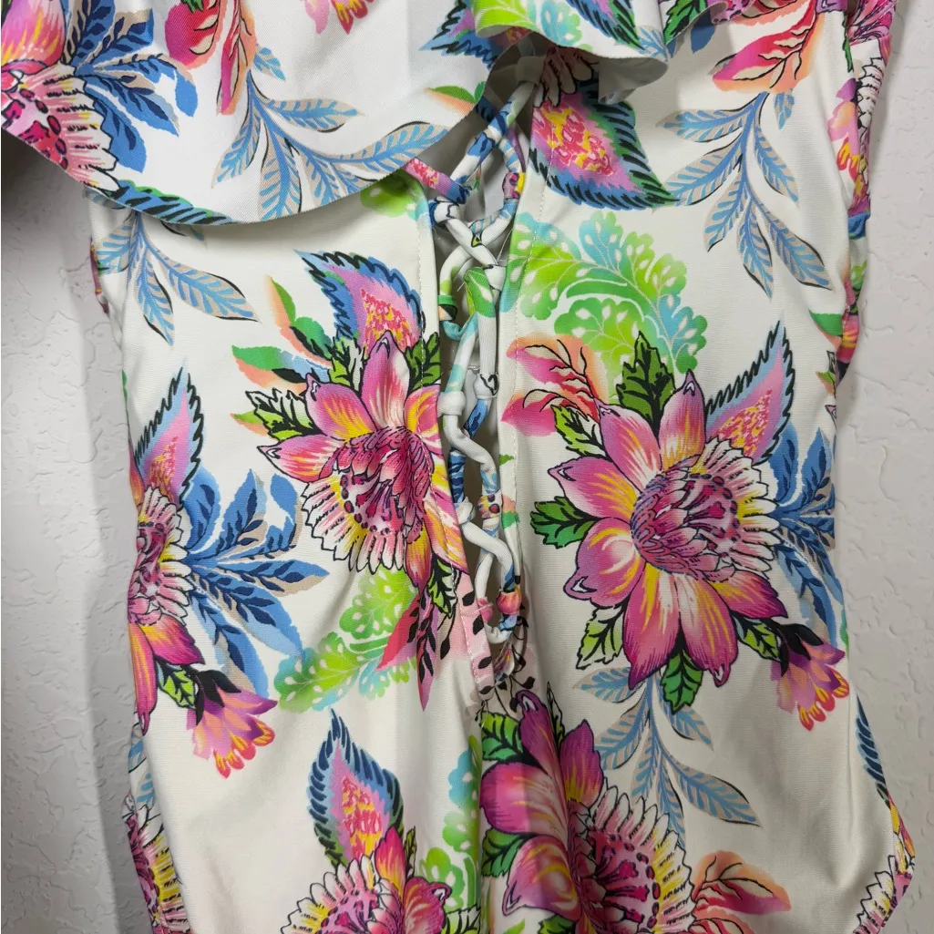 La Blanca Botanical Jardin Off Shoulder One Piece Swimsuit Size US 6 - Image 4