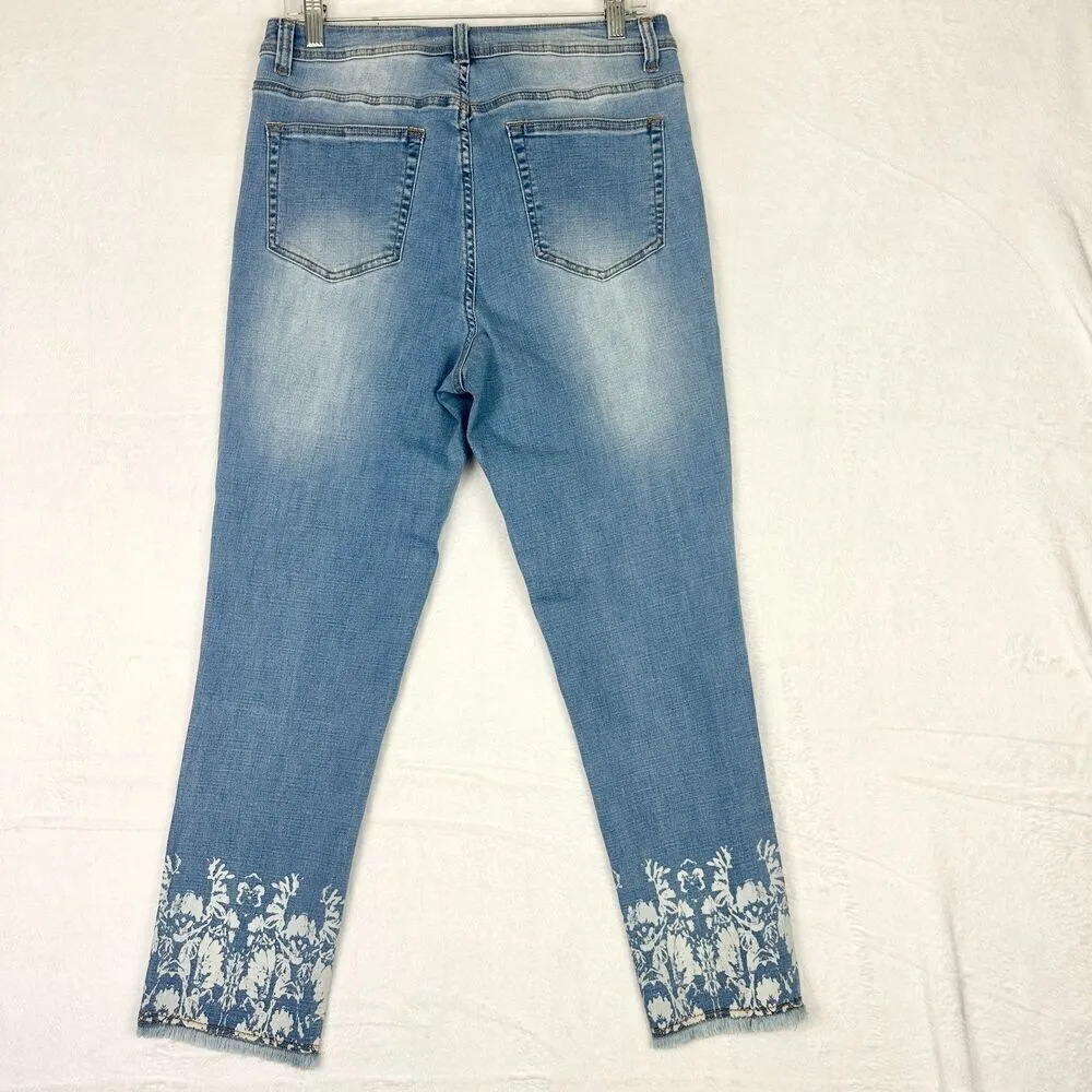 John Mark Jeans Women's 10 High Rise Boyfriend Printed Raw Hem Light Wash - Image 2