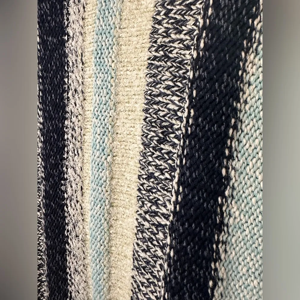 J. Jill Sweater Short Cap Sleeve Cotton Blend Knit Stripe Sweater Size S Costal Blue - Image 4