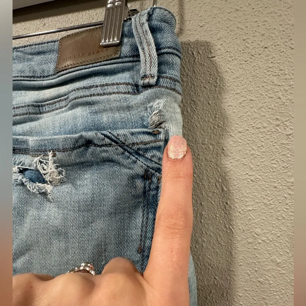 Buckle Black Denim Shorts - Image 5