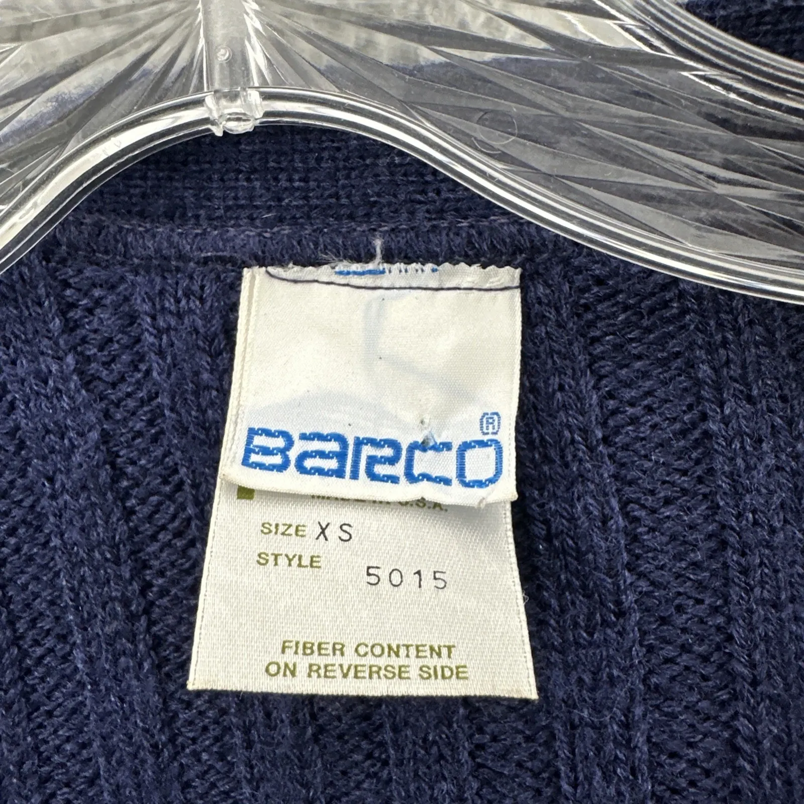 Vintage Barco Cardigan Sweater Navy Blue Acrylic Preppy Academia Retro Women XS - Image 3