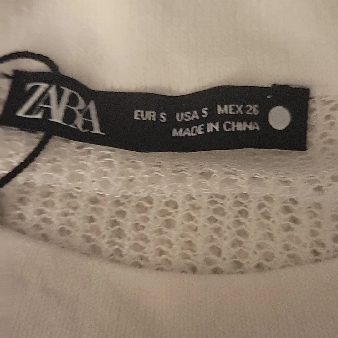 Zara White Knit Short Sleeve Top - Image 6