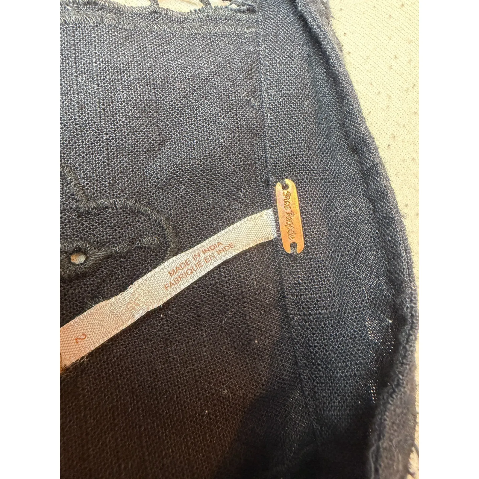 Free people Dress Boho LBD size 2 Tunic Whimsygoth Black Long Sleeve Cut‎ Out - Image 2