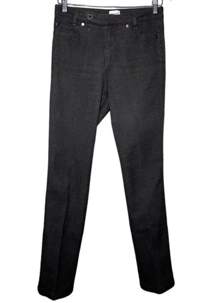 Leggiadro Women’s Size 4 Dark Gray Brushed Cotton Blend Flannel Trousers Pants - Image 2