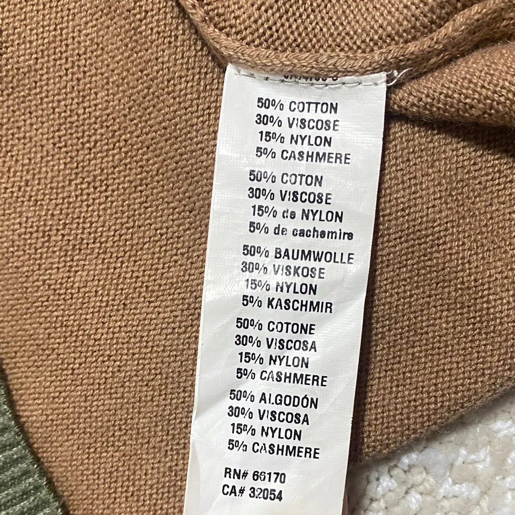 Anthropologie Camel Sweater with Vibrant Patterned Sleeves - Image 10