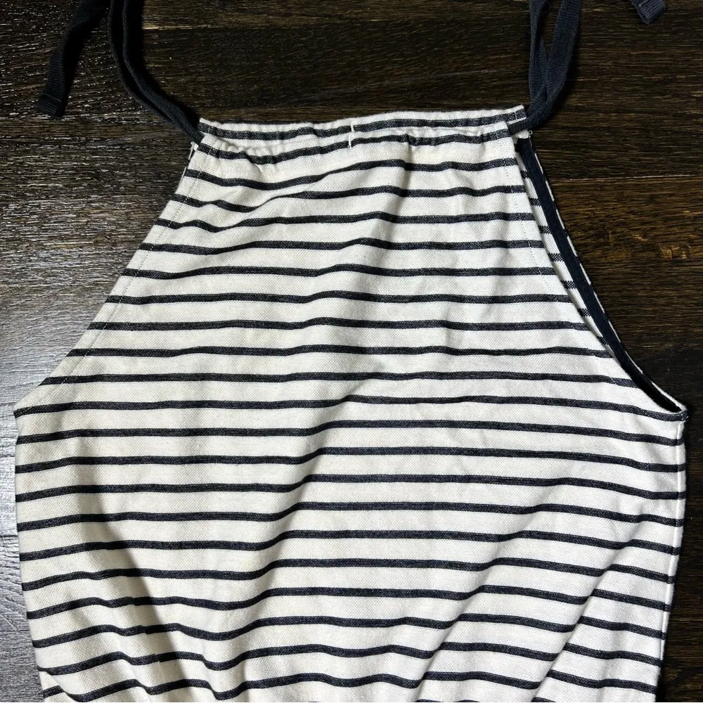 Madewell Black and White Stripe Tie-Shoulder Romper - Image 4