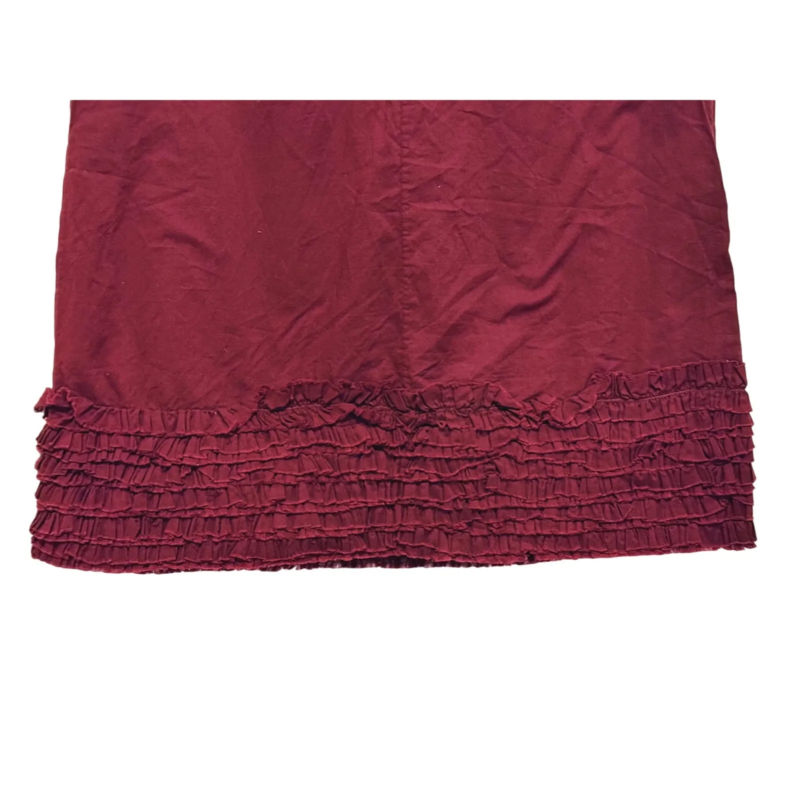Marni Quiet Luxury Ruffle Hem Cotton Mini Dress Burgundy Designer Minimalist Red - Image 5