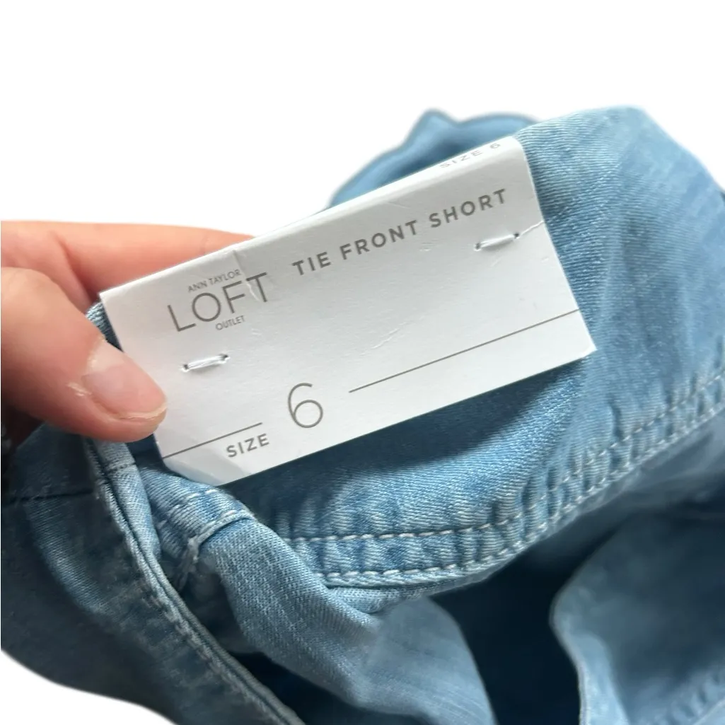 LOFT Light Blue Tie-Front Jean Shorts NWT size 6 - Image 4