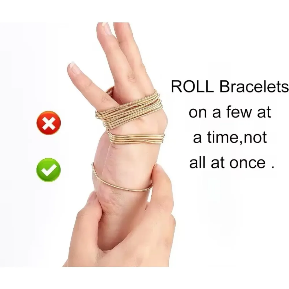 Boutique NEW Guitar String Bangles‎ Set Stacking Bracelets Gold Plated Stretchy Metal - Image 16