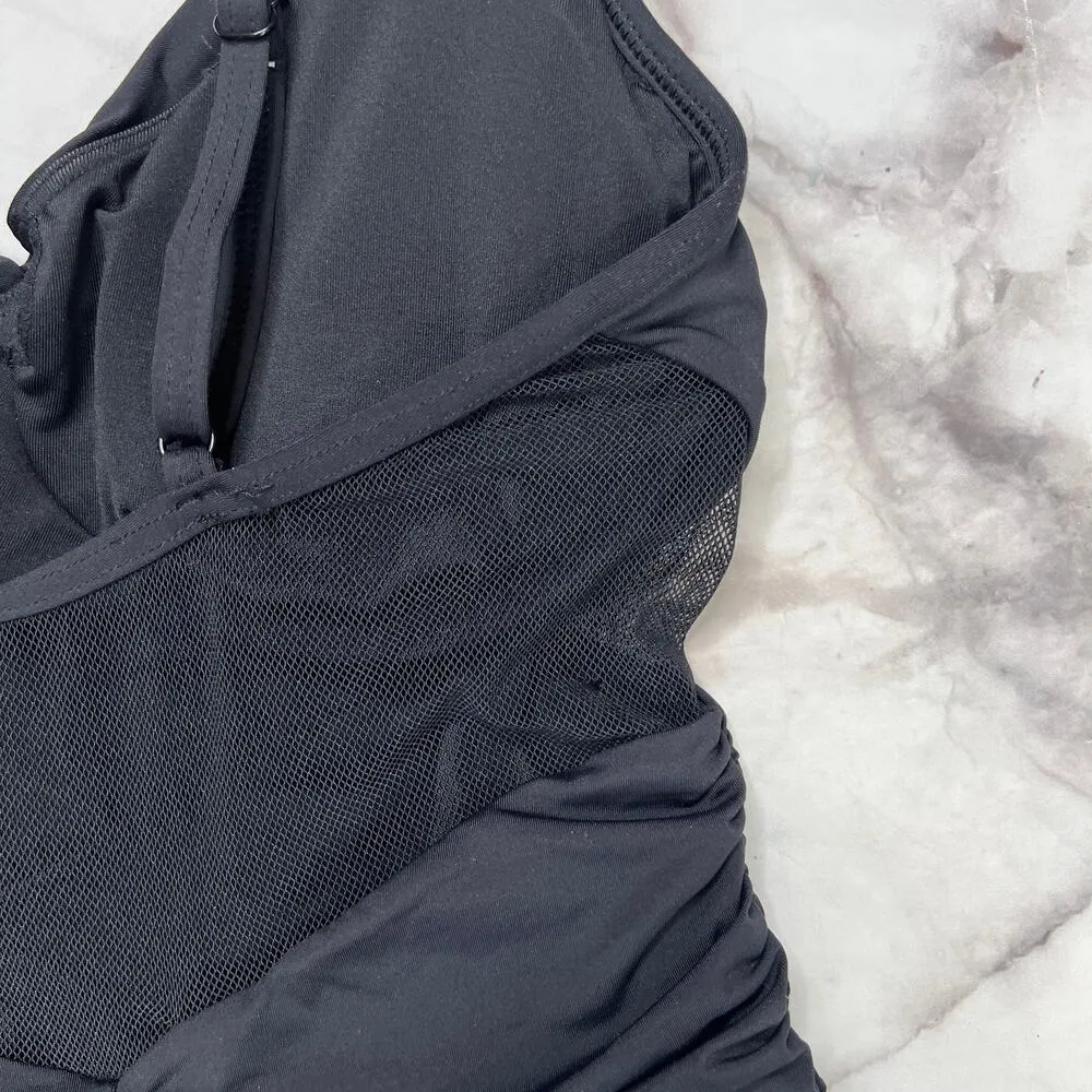 Contours Coco Reef Black Mesh One Piece Swimsuit Size 12 36 C/D Underwire New - Image 6