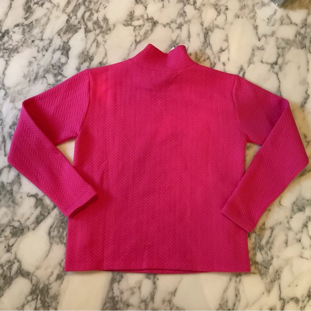 NWT J. Crew Factory Herringbone mockneck sweatshirt in soft fuchsia Sz XXS Pink - Image 5