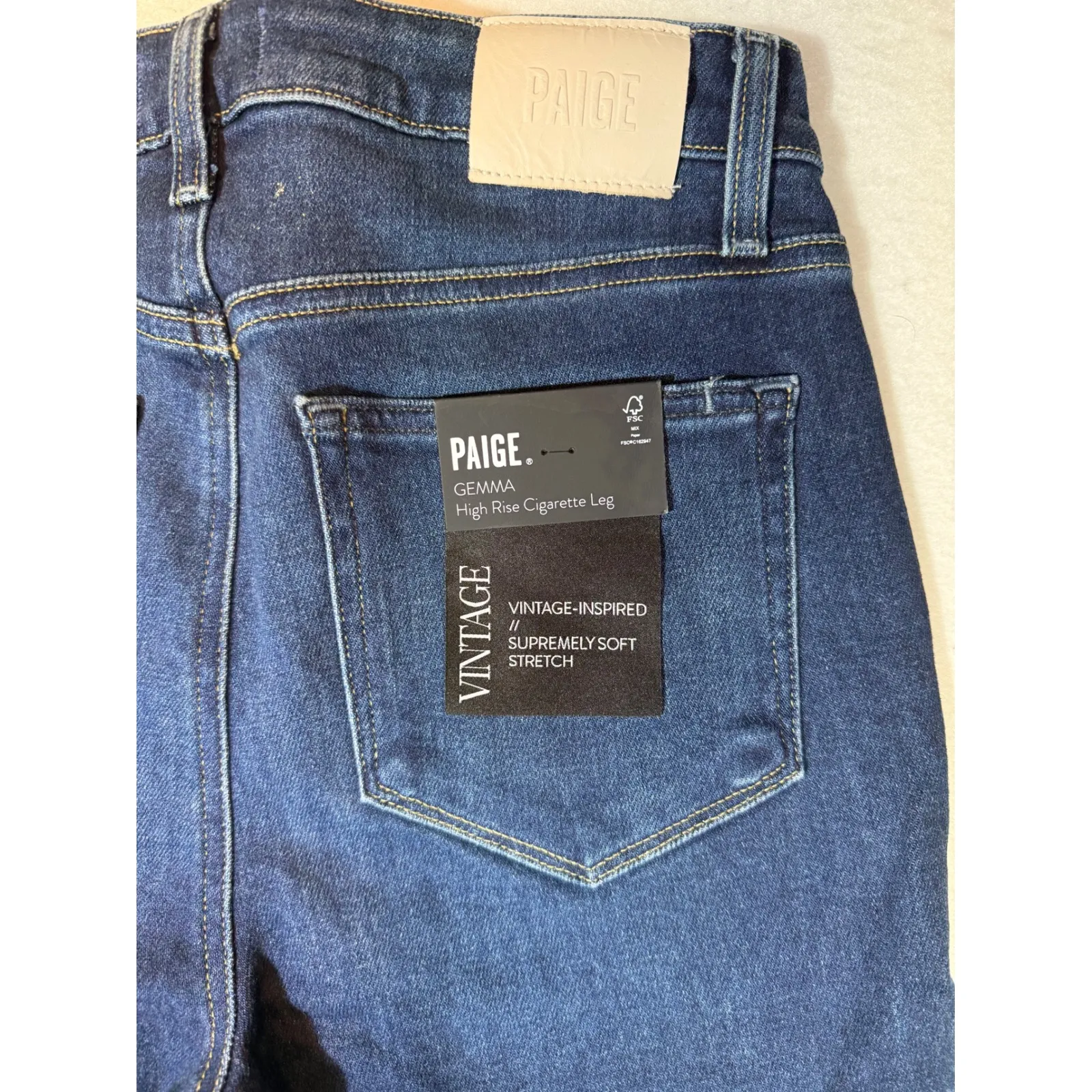 PAIGE Gemma High Rise Cigarette Leg Dark Wash Denim Jeans Women's Size 29 - Image 5