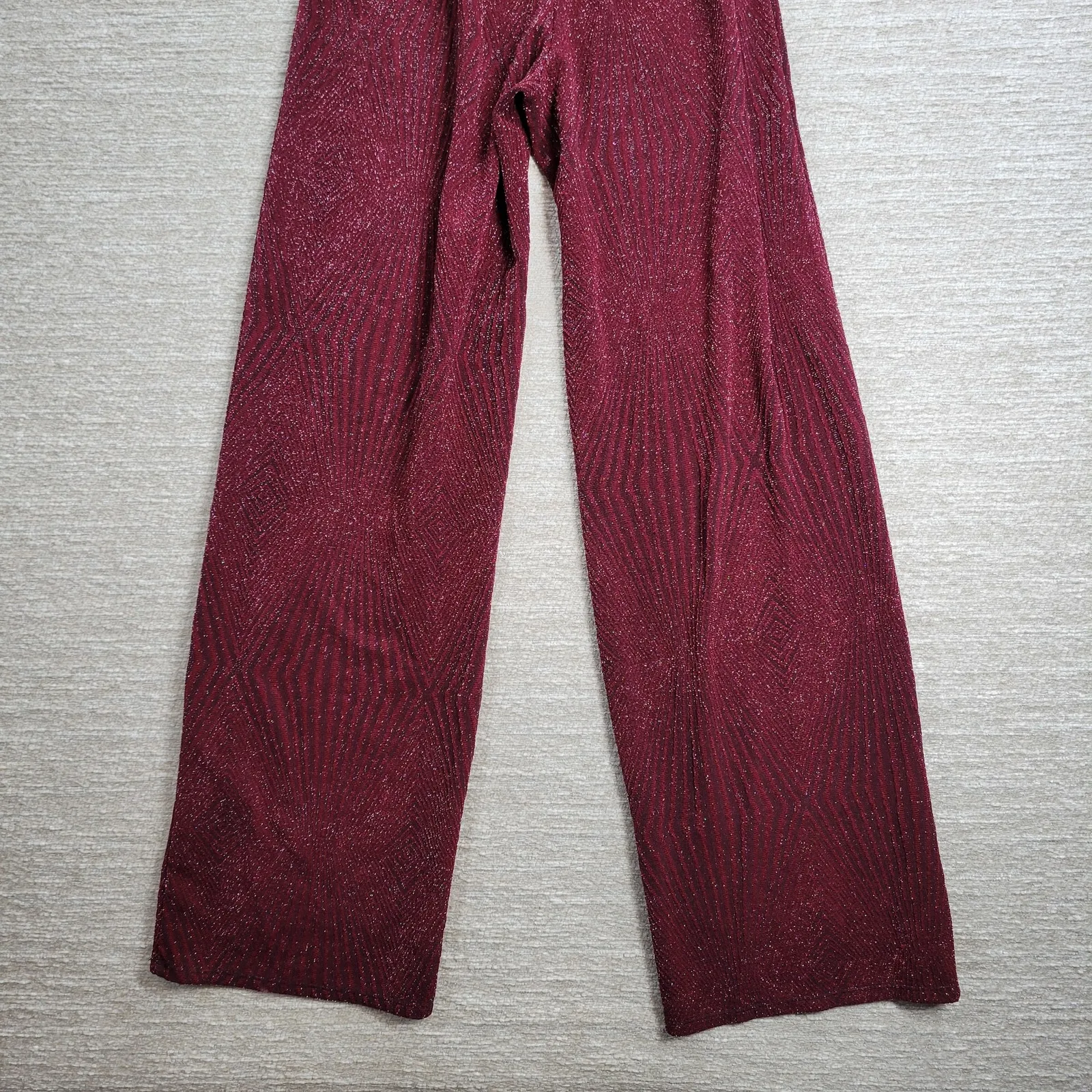 Mi Ami Glitter Jumpsuit Womens XXS Red Faux Wrap Wide Leg Holiday New Year Party - Image 11