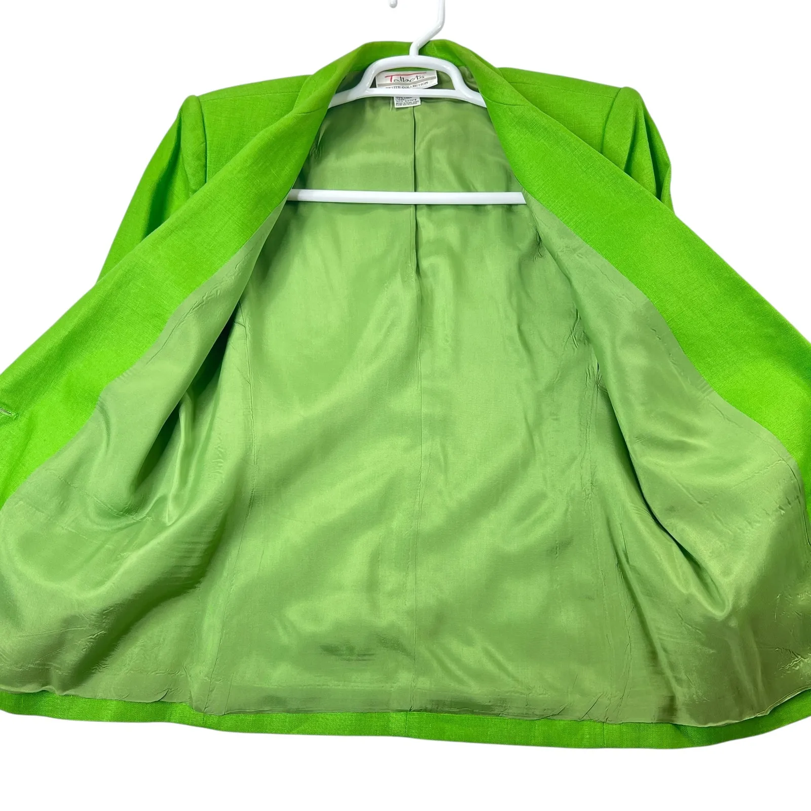 Talbots Petite Linen Blazer Size 8 Irish Green Single Button Lined Jacket Career - Image 6