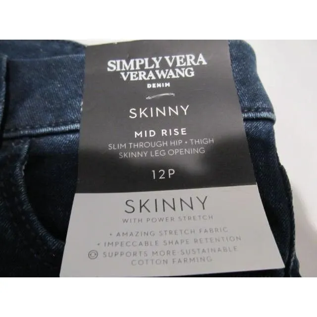 Simply Vera Wang Women's Stretchy Mid Rise Button Fly  Jeans Size 12P Petite NWT - Image 4