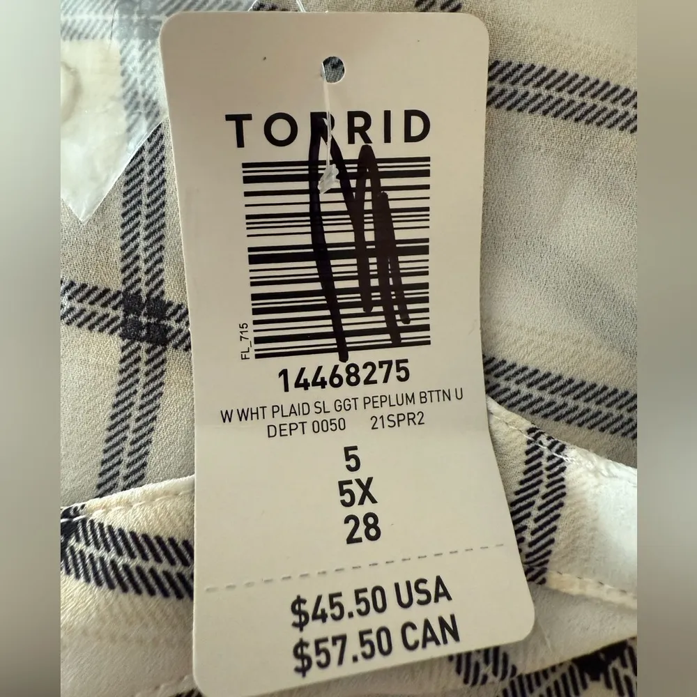 Torrid Peplum Georgette Button Up Sleeveless Top Tie-Front Blouse Striped NWT 5X - Image 2