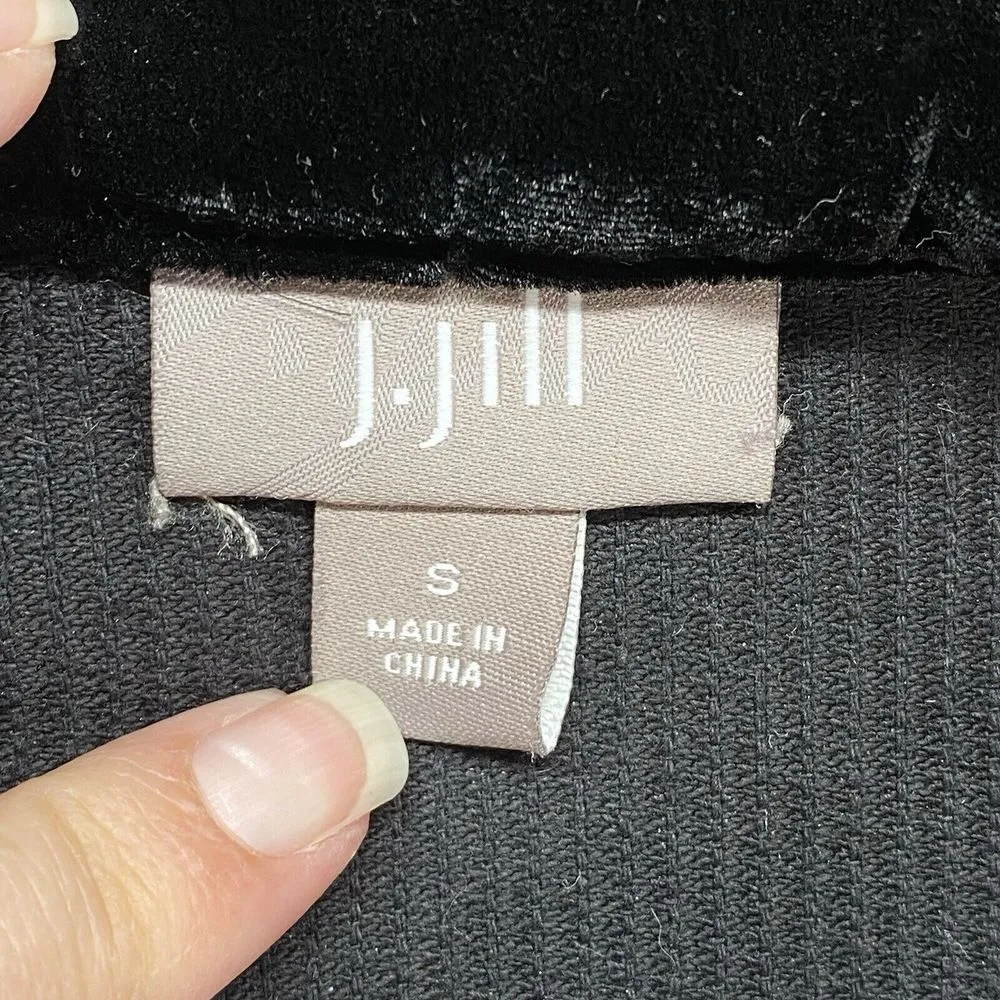 J Jill Jacket Womens S Velvet Hooded Tumble Corduroy button pullover‎ hoodie Black - Image 7