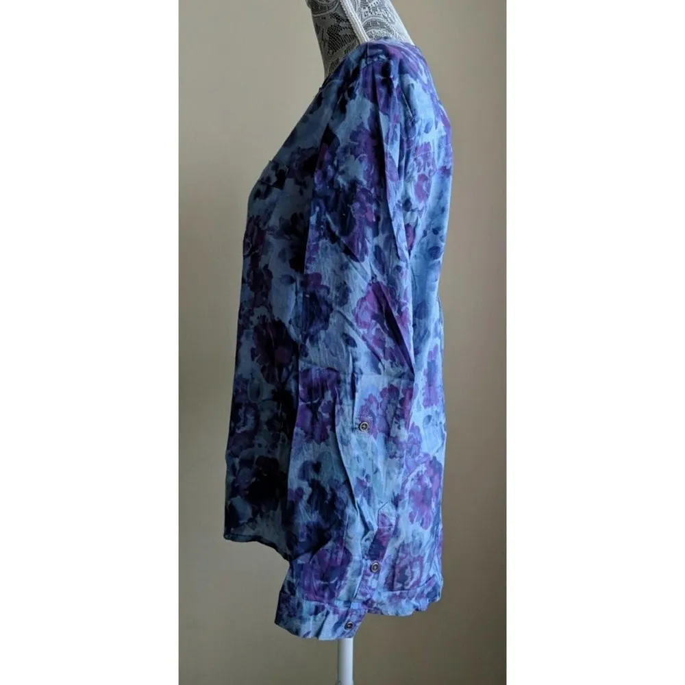 Lucky Brand Printed Chambray Popover - Sz M - GUC - Image 3