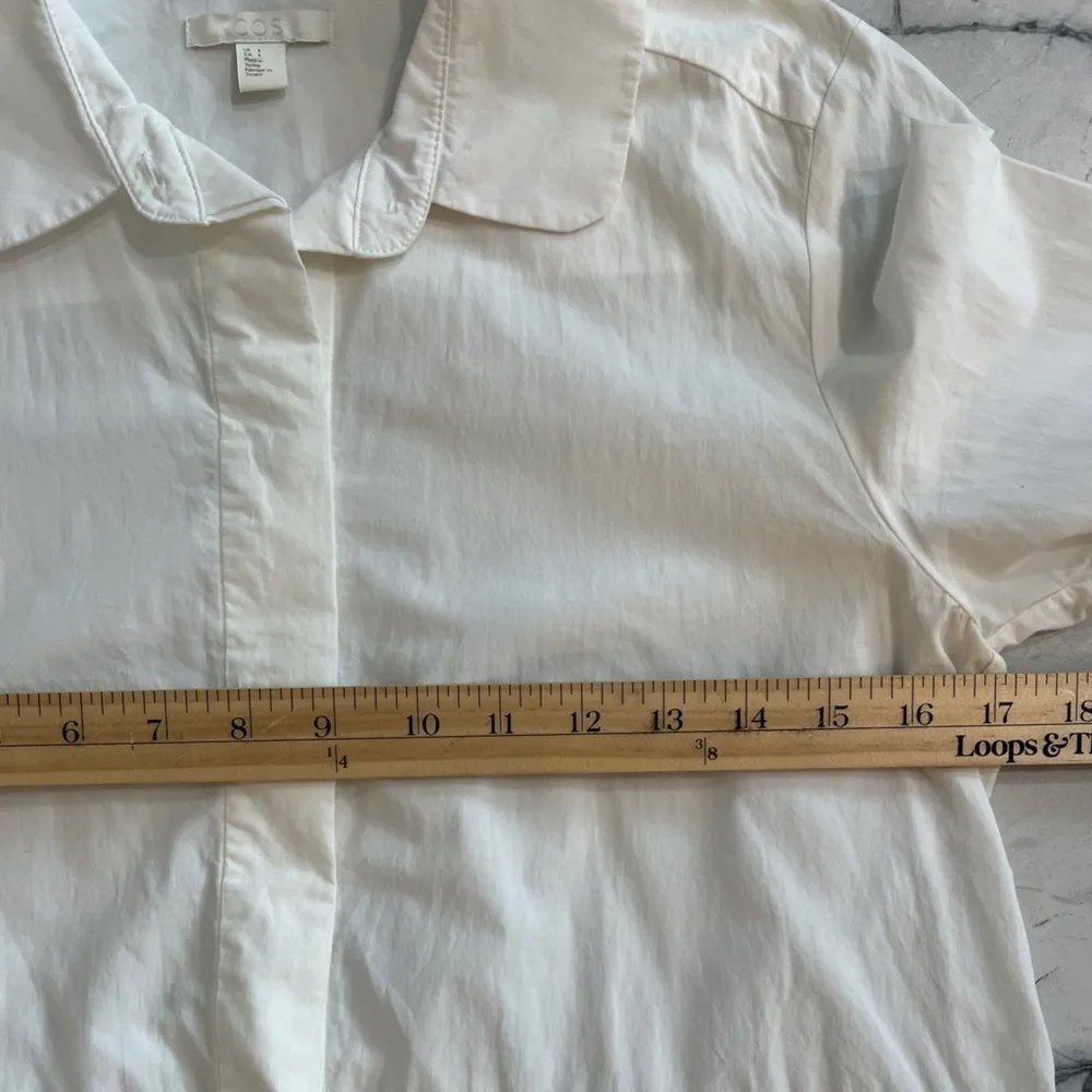 COS multi-tiered white cotton button up blouse, Peter Pan collar, size 4 - Image 13