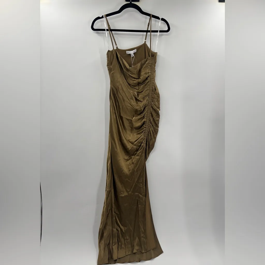 Shona Joy Thalia Bias Ruched Midi Dress in Cumin AU6/US2 - Image 9