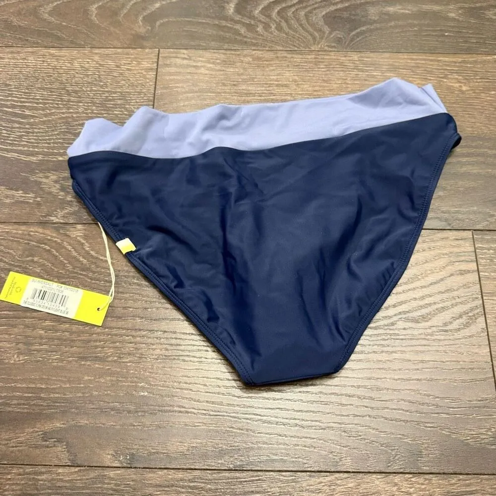 Summer Salt Women’s 6 Navy Light Blue Classic Turn Down Swim Bottom NWT - Image 2