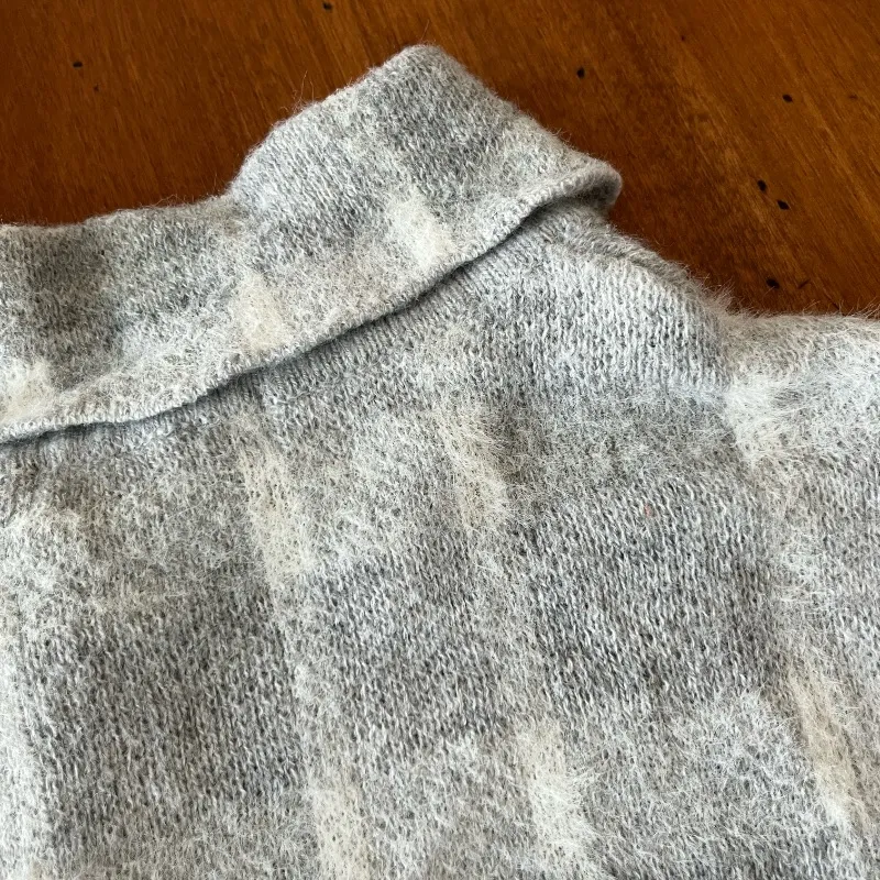 William Rast Gray and White Plaid Fuzzy Button Down Shacket - Image 3