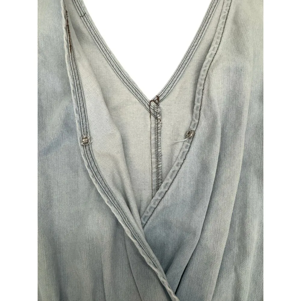 Vintage Style Light Wash Denim Jumpsuit Small Sleeveless V - Image 4