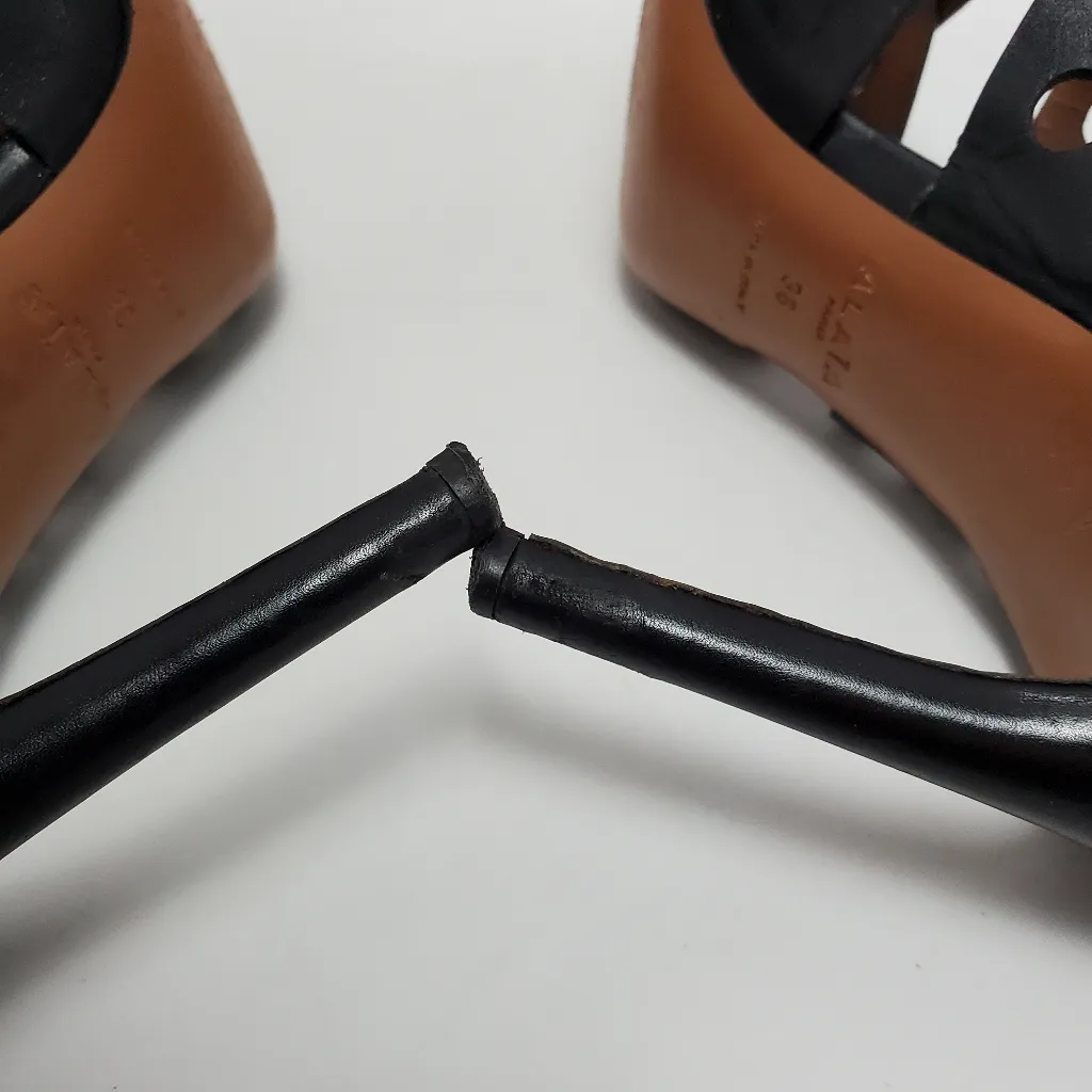 Alaia Black Azzedine Leather Cut Out Ankle Strappy Pumps Heels Sandals Size 38 - Image 5