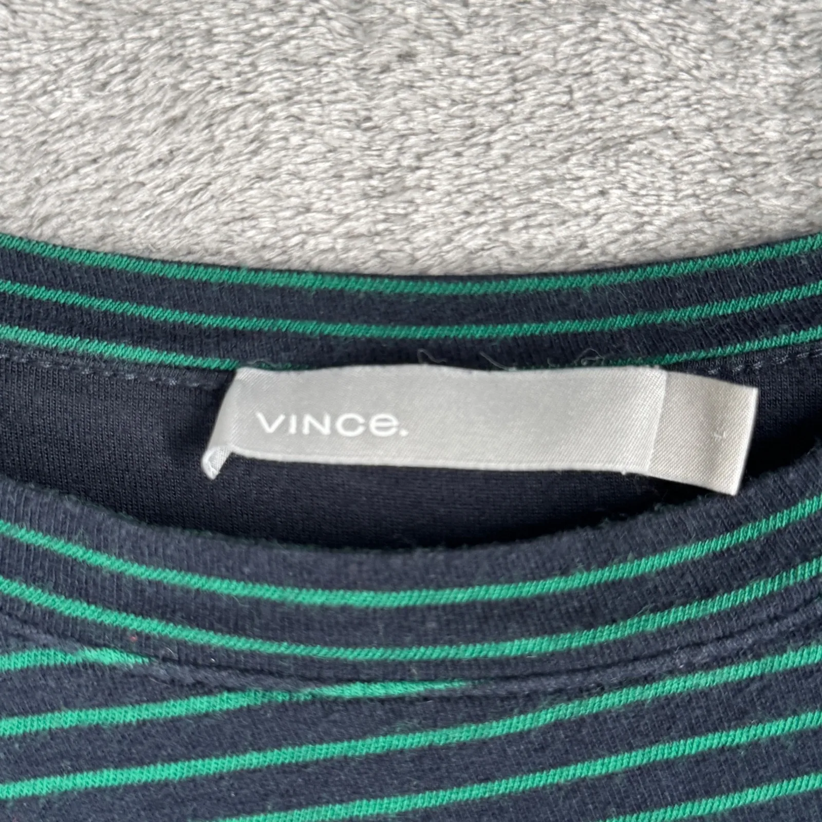 Vince Dress‎ Striped T-Shirt Knotted Casual Short Sleeve Green Navy Size Large - Image 5